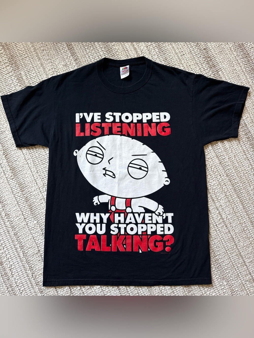 Family Guy Stewie Griffin Shirt Mens L 2011 FOX Black Suit Graphic Tee Cartoon